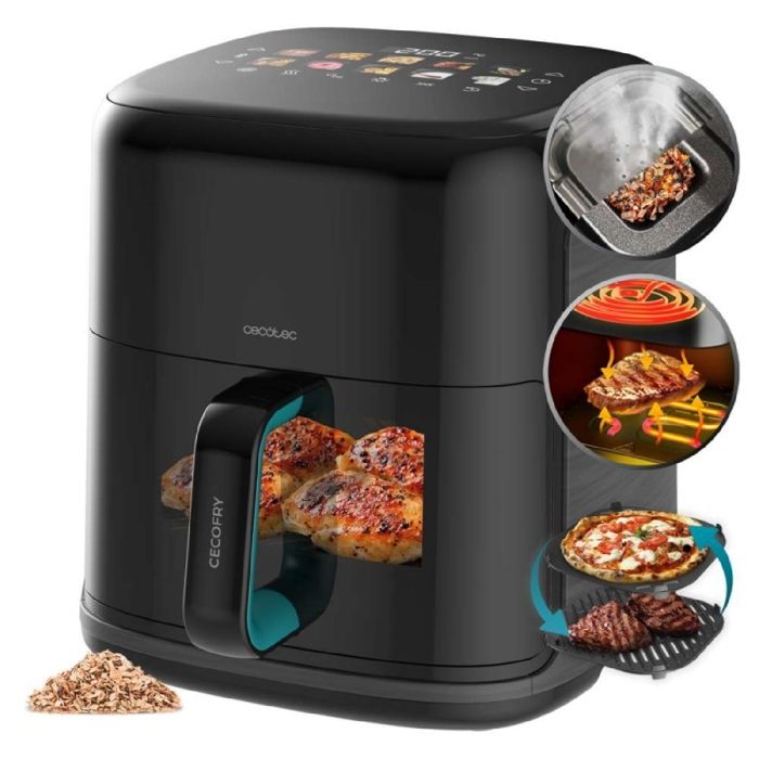 Cecotec Air Fryer Cecofry&Grill SmokinPrime 6500. Friteuse à Air sans Huile Grill Plancha Fonction Fumoir - Cecotec