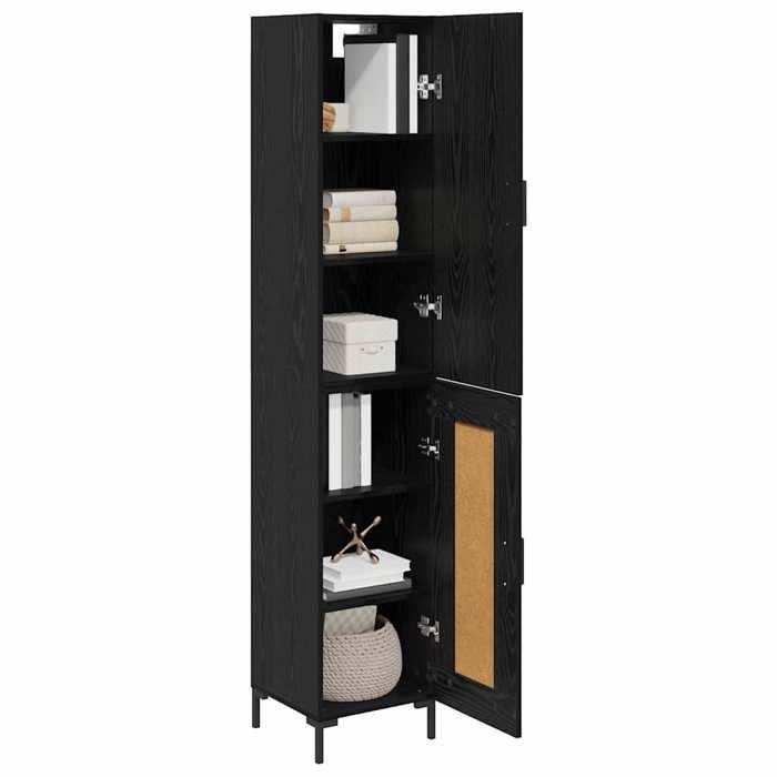 Haut armoire en bois dingénierie - vidaXL - Chêne noir - 69 5x34x180 cm - 2 portes - Poids maximal 120 kg