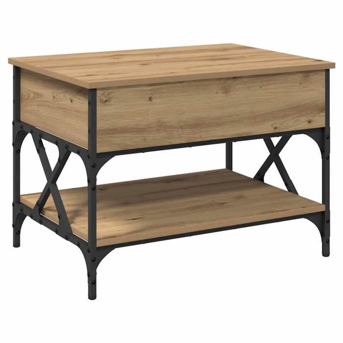 Table basse en chêne artisanal - vidaxl - 70x50x50 cm - Bois dingénierie - Plateau relevable - Convertible - Durable