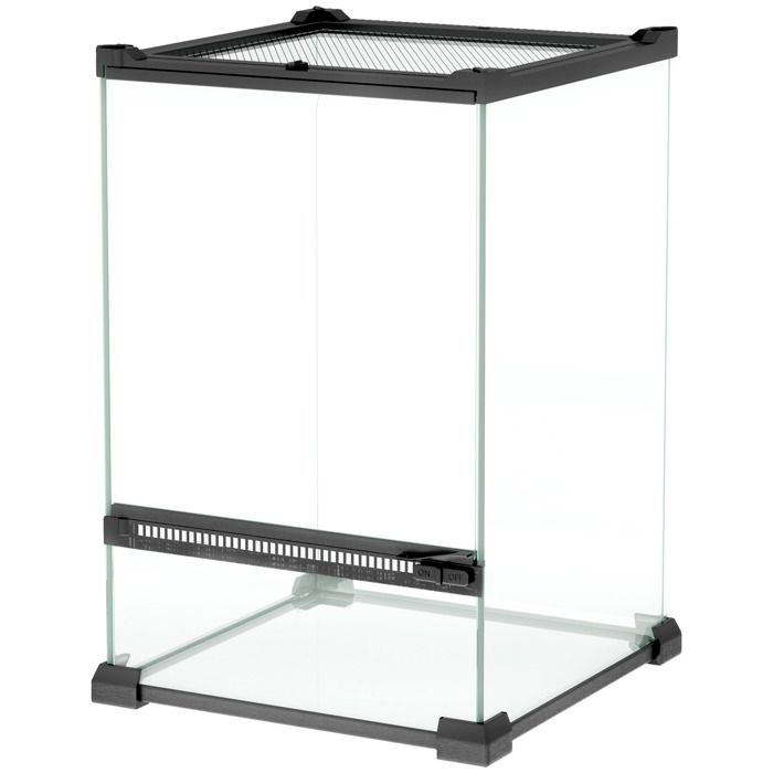Terrarium en verre pour reptiles vivarium 12 L avec couvercle en treillis métallique 20 x 20 x 30 cm noir