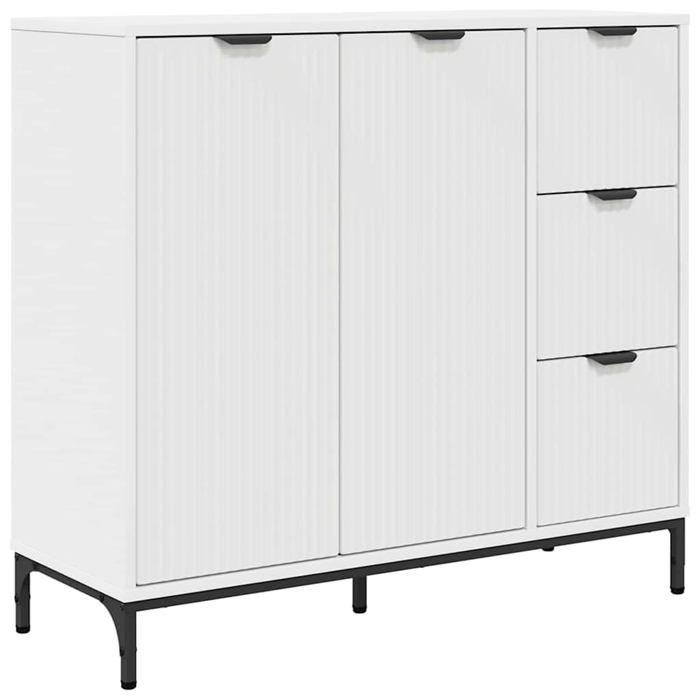 Buffet moderne - vidaXL - Blanc - Bois dingénierie - 895x33x82 cm - 3 tiroirs - 2 portes - Étagères ajustables