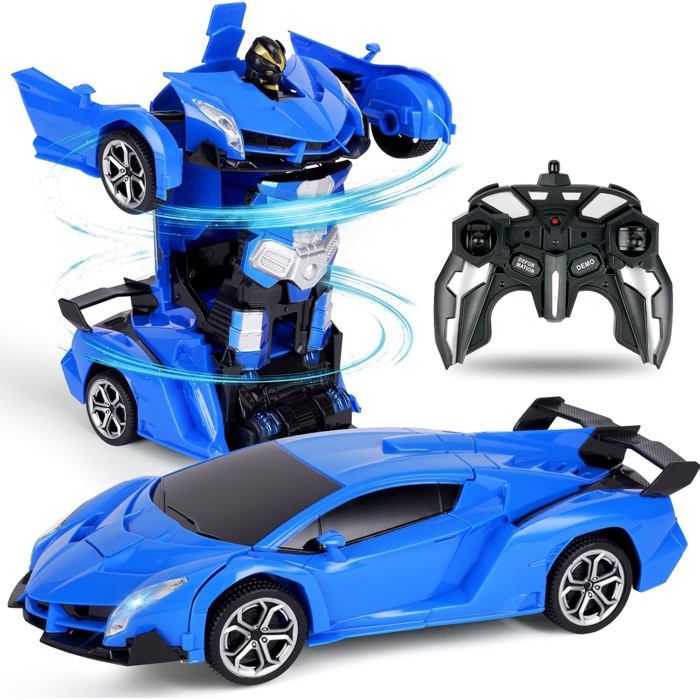 Voiture Télécommandée Transformable 2 En 1 Robot - Jouet RC Enfant Garçon Fille 3-12 Ans Avec Lumières