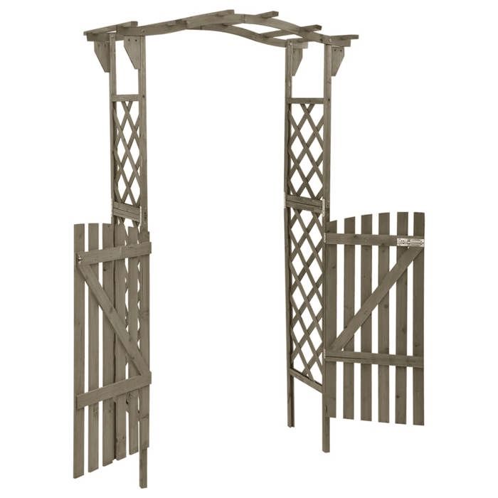 Akozon Pergola avec portail 116x40x204 cm Gris Boi - MODERNE Pergola avec portail 116x40x204 cm Gris Bois de sapin massif 27445