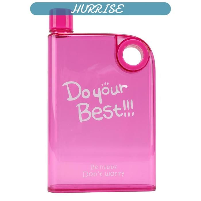 Sonew bouteille deau en plastique Bouteille deau plate mince de 420ml avec couvercle tasse de voyage articles tasse Rose