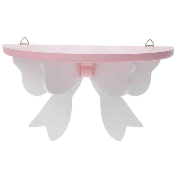 Étagère murale décorative en bois avec nœud papillon (rose)