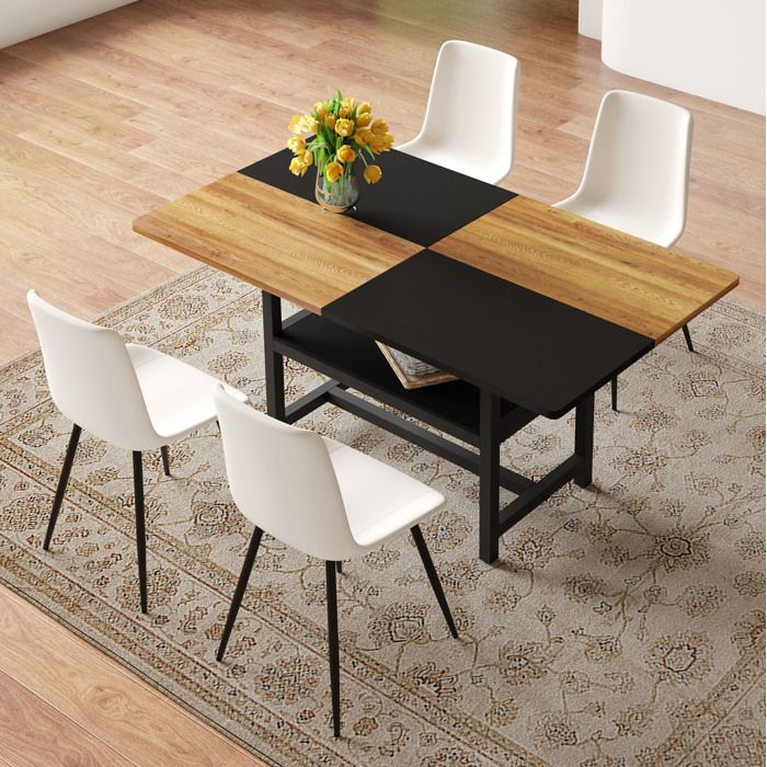 MEUBLIV Ensemble table à manger rectangulaire avec 4 chaises en PU blanc 160x90x76 cm plateau MDF