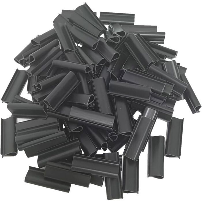 Lot de 100 clips de fixation brise-vue pour rails à clipser de 42 cm pour bandes brise-vue pour panneaux grillagés doubles Jardin