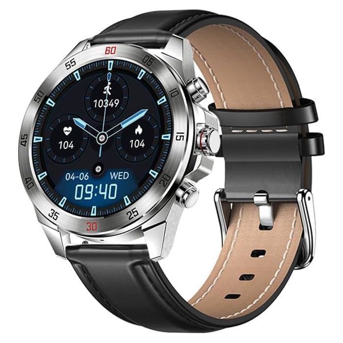 Montre Connectée Homme Appels Et Sms Sport Santé Écran Tactile Autonomie Batterie 7 Jours Bracelet Cuir Pro Business - vue 2