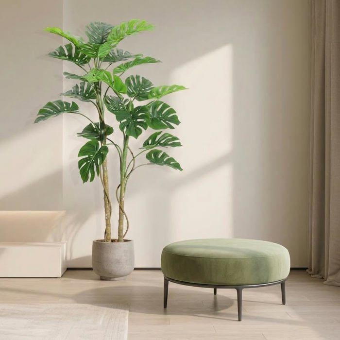 Plante artificielle Monstera - LUNSY - 150 cm - Feuilles en polyester - Tiges métalliques flexibles - Pot lesté inclus
