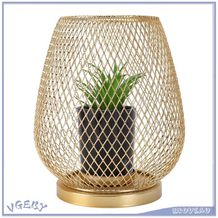 Ornement de plante artificielle succulente réaliste avec couverture en métallique dorée base en métal robuste pour