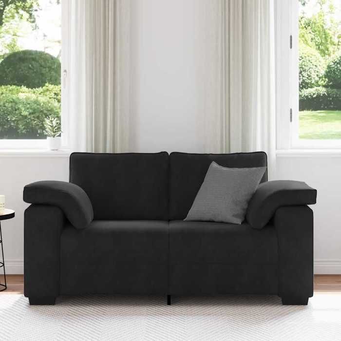 （Noir）Siège de Salon - Canapé causeuse noir 160x77x82 cm velours - Sofa-canapé hfs55323