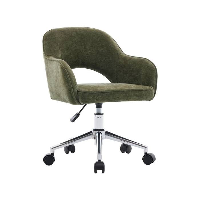 Chaise de bureau enfant à roulettes ajustable tissu chenille kaki - Jim Kid Chaise de bureau enfant à roulettes ajustable tissu chenille kaki - Jim Kid