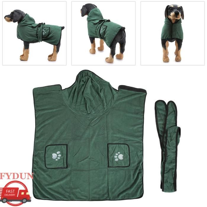 FYDUN serviette de bain pour chien Peignoir pour chien serviette Super absorbante réglable manteau de animalerie transport
