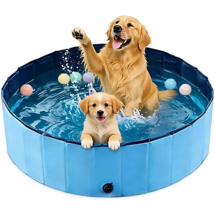 Piscine pliable pour chien (Piscine en PVC résistant aux rayures avec revêtement antidérapant) Idéale pour le jardin Diamètre 160