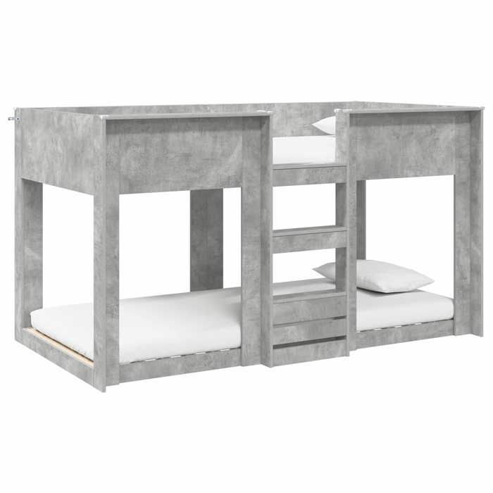 VD Lit Superposé pour Enfants Gris béton 80 x 200 cm Lit chambre & Structure de lit @EU61732BONE