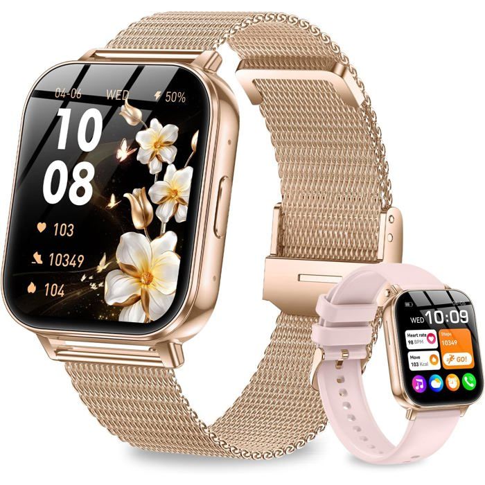 Montre Connectée Femme Avec Batterie 1000Mah 1.83 Hd Smartwatch Femme Avec Appel Bt/Ia Q&A Fréquence Cardiaque/Spo2/Suivi[WW571]