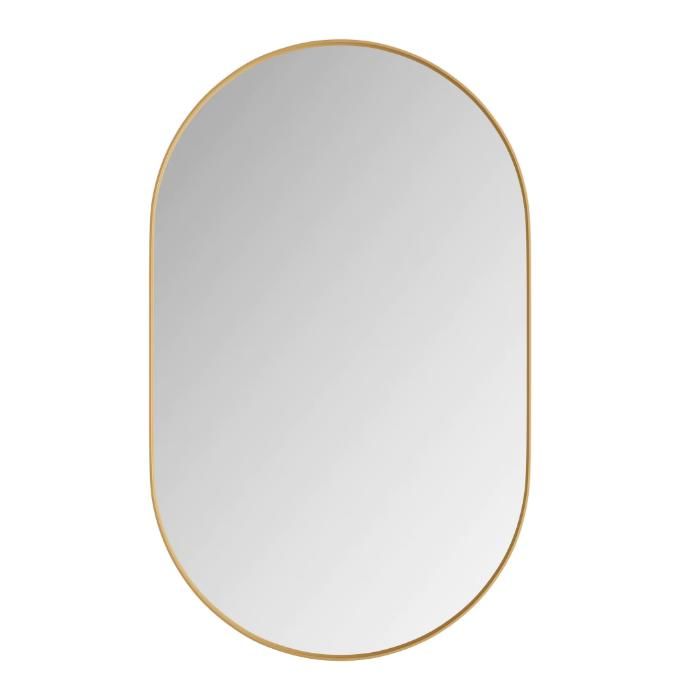 Armoire de salle de bain dorée avec miroir ovale armoire murale métal rangement à étagères réglables meuble à pharmacie 85x51 5 cm