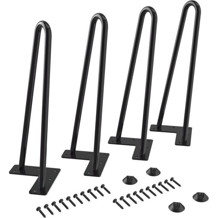 Pieds métalliques pour table basse 4 unités 30 cm diamètre 9 mm pour meubles pour table à manger armoire ou penderie.