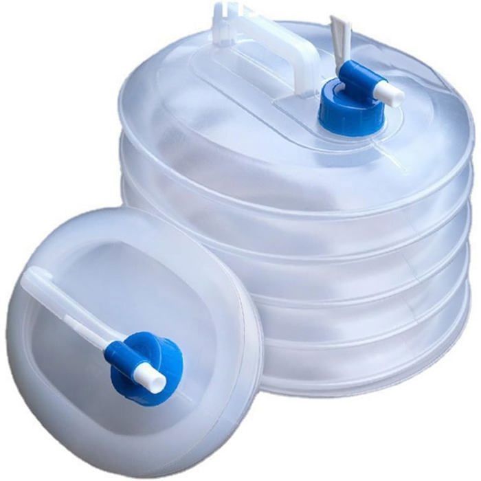 Lot 2 Conteneurs Eau Pliables 10L avec Robinet - Portable Étanche pour Camping Randonnée Survie Extérieur Caravane