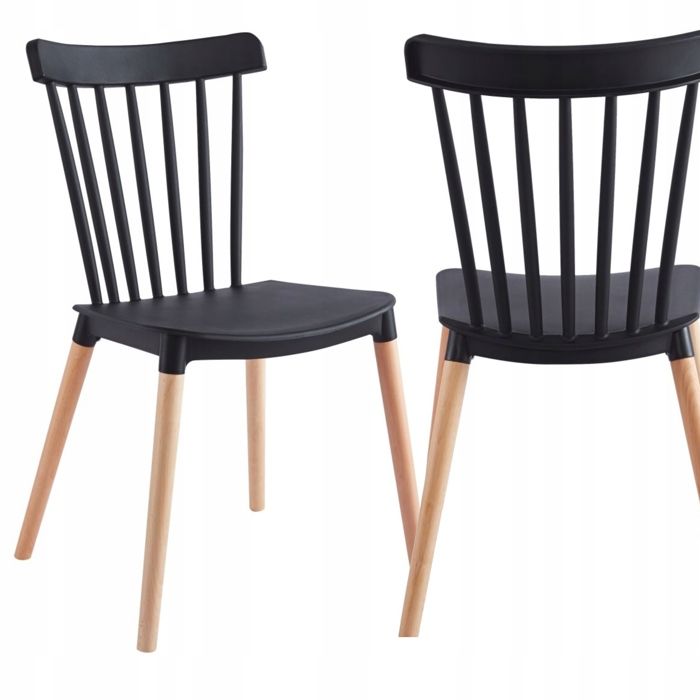 Chaise scandinave noire style rétro pieds en hêtre pour cuisine et salle à manger Furnitex