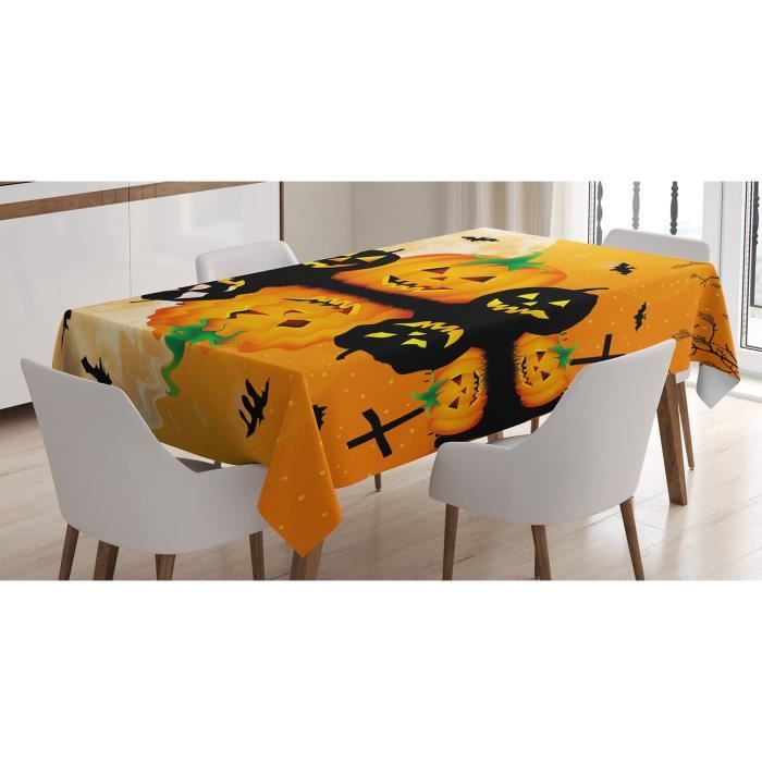 Nappe de décoration d'Halloween,Nappe De Citrouille Effrayante De Décoration,Nappe de Halloween Plastique,Nappe De Fête D'halloween,Set de décoration d'Halloween,Nappe imperméable 