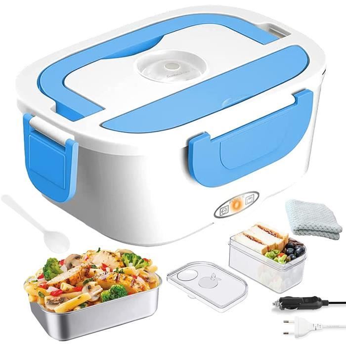 HOMEASY Lunch Box Chauffante 220V 24V 12V Boîte Chauffante Électrique 1,5L 40W pour Camion Voiture Bureau Gamelle Chauffante Portable avec Récipient Acier Inoxydable