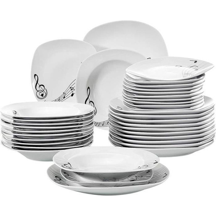 Service vaisselle 36 pièces Blanc - Art de la table BUT