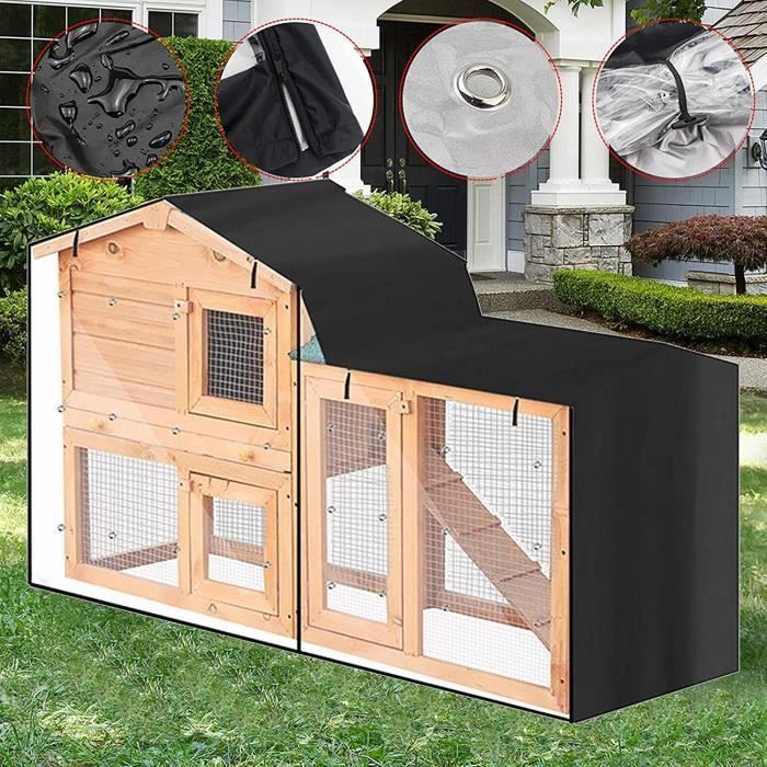 Meilleurs prix pour Housses Cage Lapin, Clapier En PVC Avec Fenêtres De Visualisation, Housse Imperméable 210D Oxford - L ( 180x52x85cm )