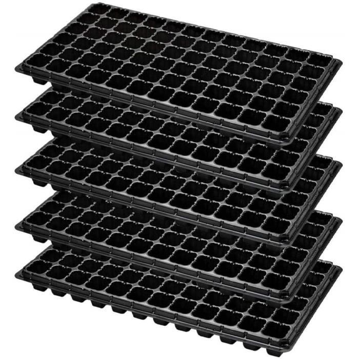 Kit De 5 Mini-serres à Semis 200 Cellules Avec Couvercles Réglables MQFORU - Plateau Germination Plantes, étiquettes Incluses