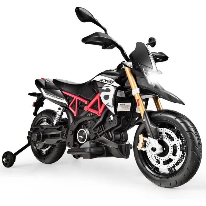 Moto Électrique Enfant AIYAPLAY License Aprilia - 12V 6km/h Avec Roues D'Entraînement Et LED