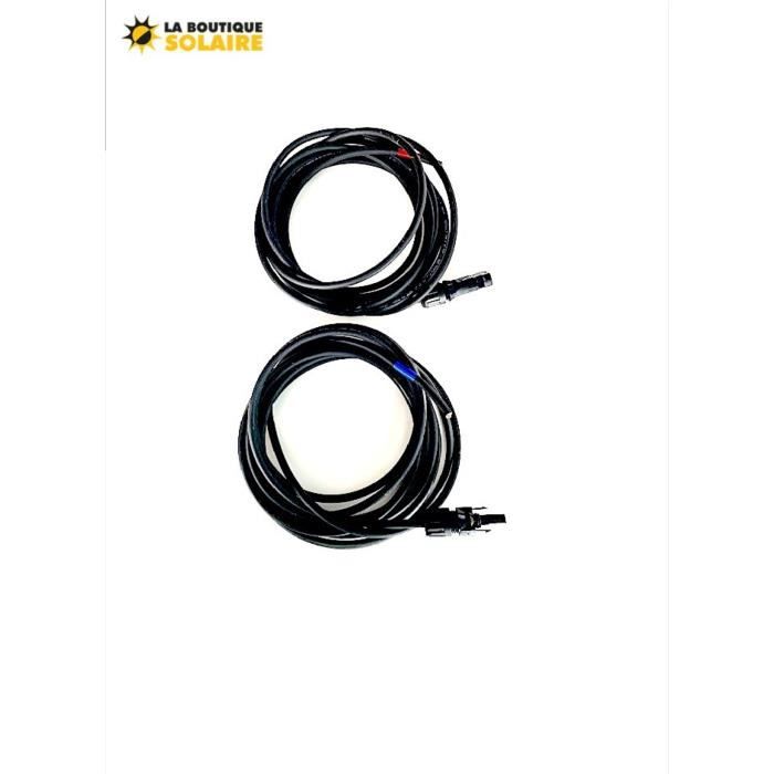 Kit Câble Solaire 6 mm² (2 x 10 mètres Noir ) + 1 Paire de Connecteurs MC4