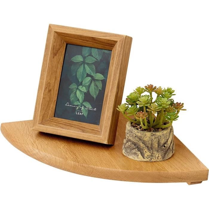 Étagère D'angle Flottante En Chêne Massif - 5 Tailles (18 à 35 Cm) - Design Rustique, Portée 22.7 Kg - Pour Salle De Bain, Salon, Cuisine, Bureau - 10