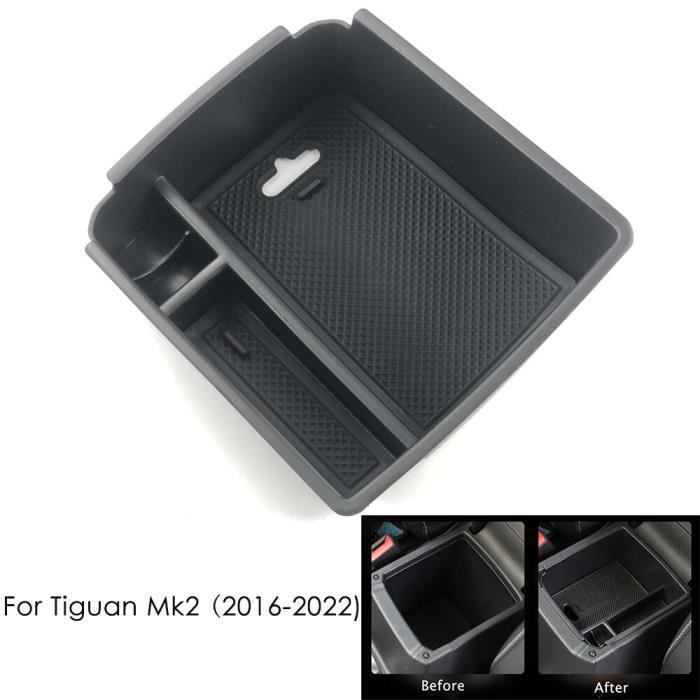 Boîte De Rangement Pour Accoudoir VW T-Roc (2017-2023) - Organisateur Double Couche, Noir Mat, Installation Facile