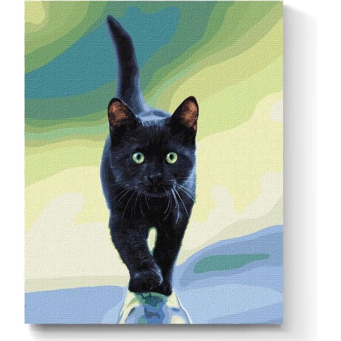 Kit Peinture Par Numéros Adulte - Chat Dans Baignoire, Toile 40x50cm, Inclus Pinceaux Et Peintures, Décoration Maison