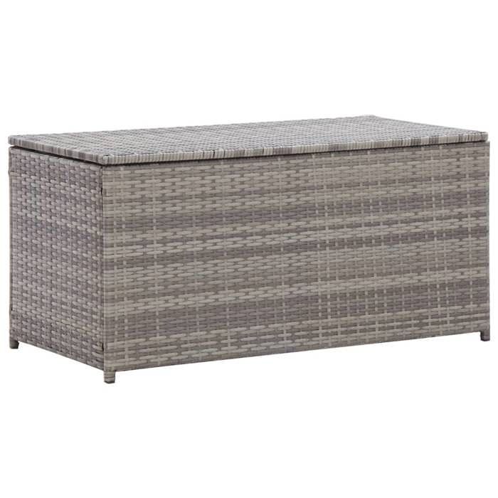 Coffre boîte meuble de jardin rangement résine tressée 100 x 50 x 50 cm gris
