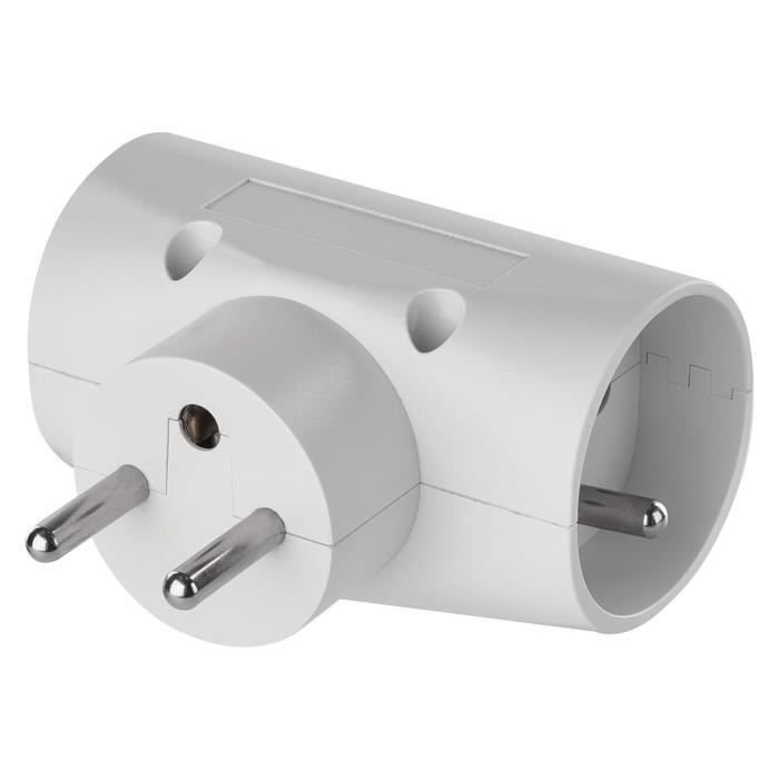 Rallonge Électrique 3m Avec Prise Schuko 90° Type E - 250V/16A 3680W, Protection Terre Et Sécurité Anti-Choc (Blanc)