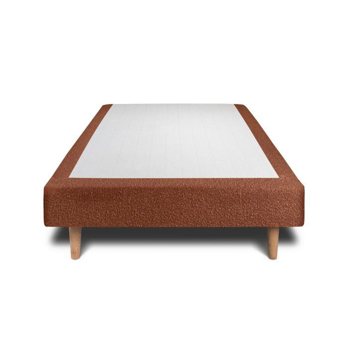 Sommier Tapissier Bouclette Terracotta 100x200 H35cm Sommeil de plomb - Sommier en bois massif avec Pieds bois cones 15 cm