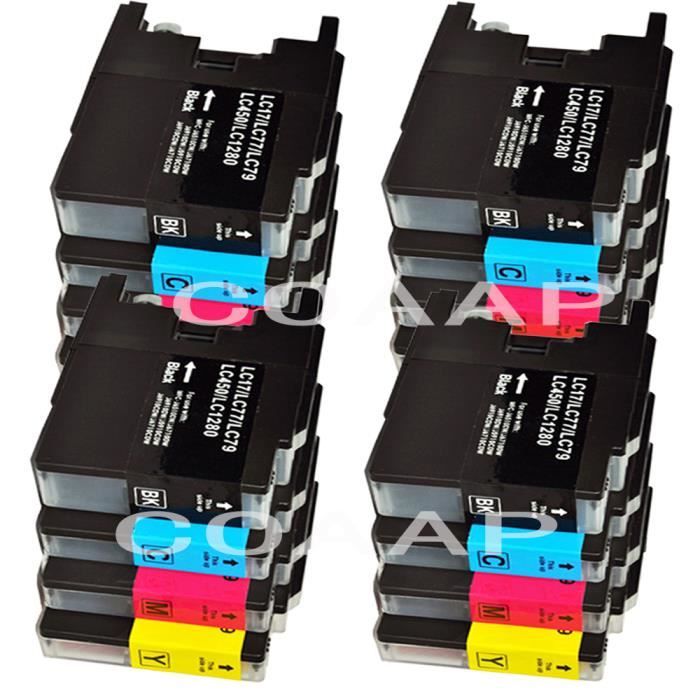 Set 4 Cartucce Inchiostro Compatibili Per Brother LC1280BK LC1280C LC1280M LC1280Y, 2 Anni Garanzia