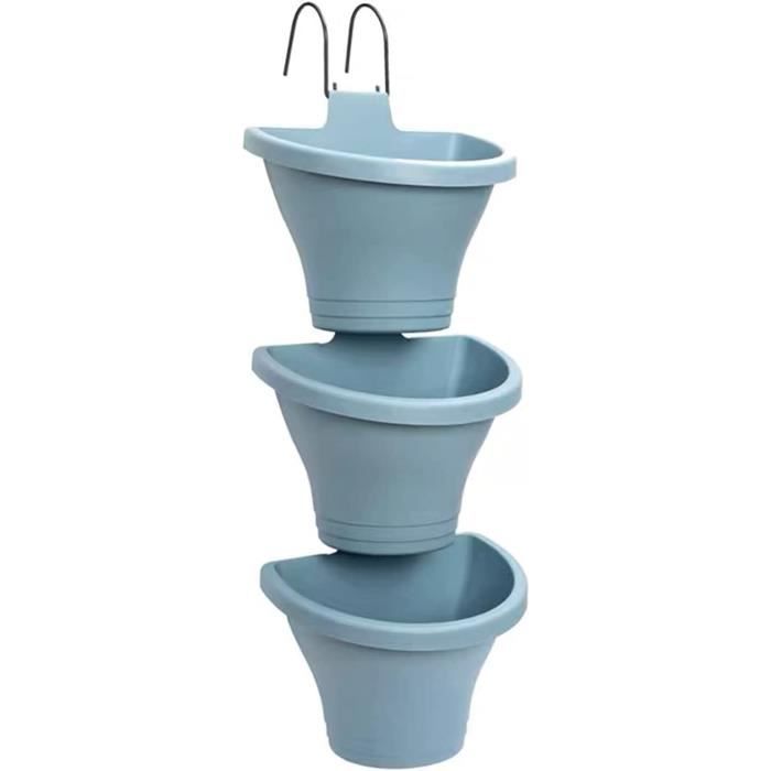 8 Pots De Fleurs Muraux En Résine - Jardin Vertical Intérieur/Extérieur - Blanc 20x12x17cm - Pour Herbes Aromatiques Et Déco