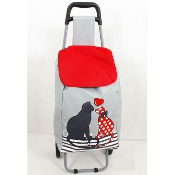 Chariot De Courses Caddie Decor Chats Gris Achat Vente Chariot De Marche Cdiscount