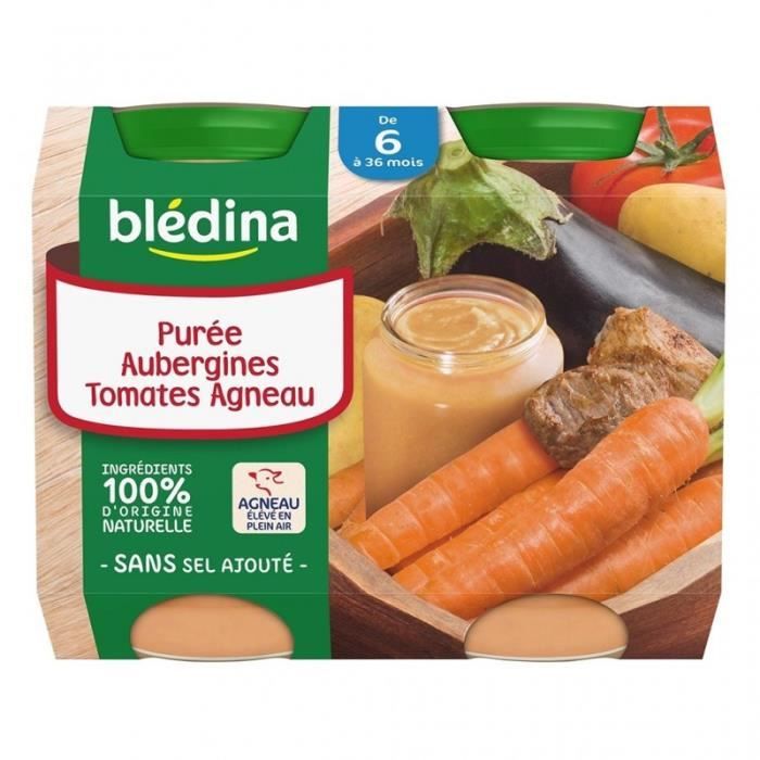 Bledina Puree Aubergine Tomate Agneau De 6 A 36 Mois Par 2 Pots De 0g Lot De 8 Soit 16 Pots Cdiscount Au Quotidien