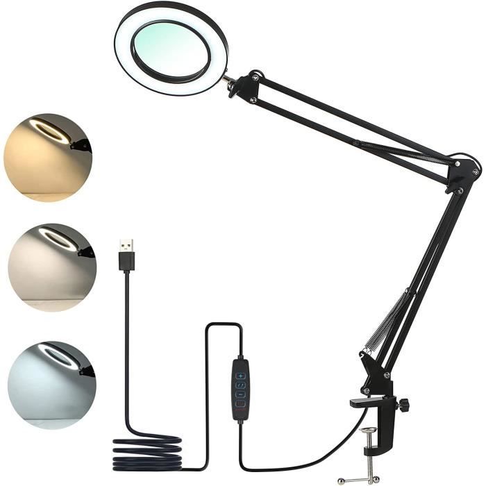 DA LIGHT Lampe De Lecture De Lit à Pince LED - 4 Températures Couleur, Variateur, USB, Idéale Pour Lire Et Travailler