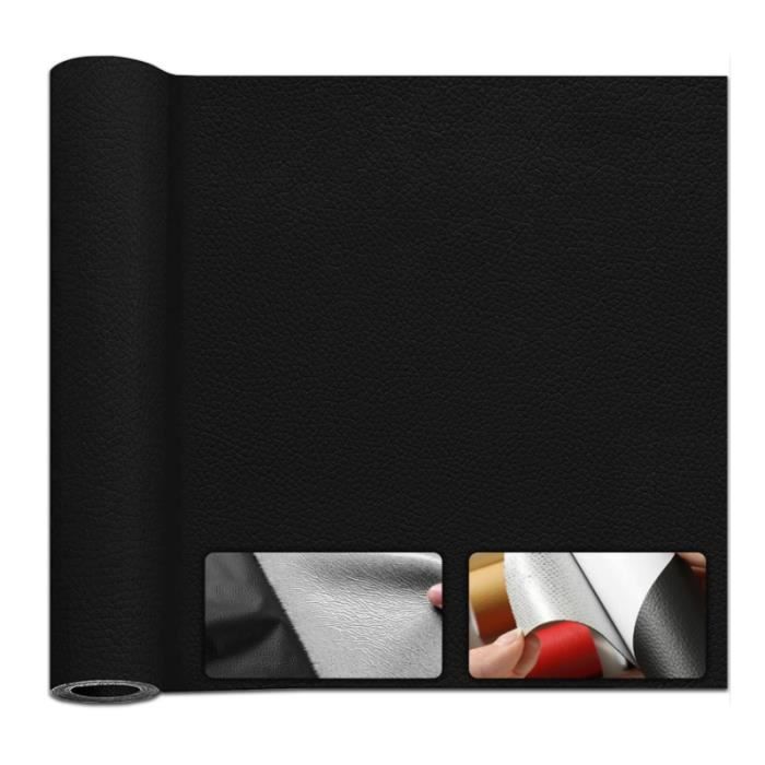 Patch de Réparation Cuir Noir Mat 50 X 137cm Simili