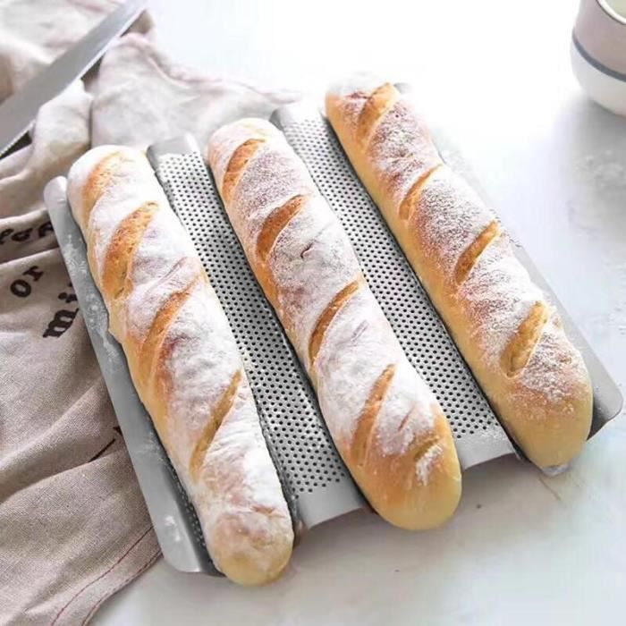 Moule à pain français perforé antiadhésif moule à Baguette pour la cuisson  4 pains Wave Baker poêle à Baguette en acier inoxydable - Cdiscount Maison