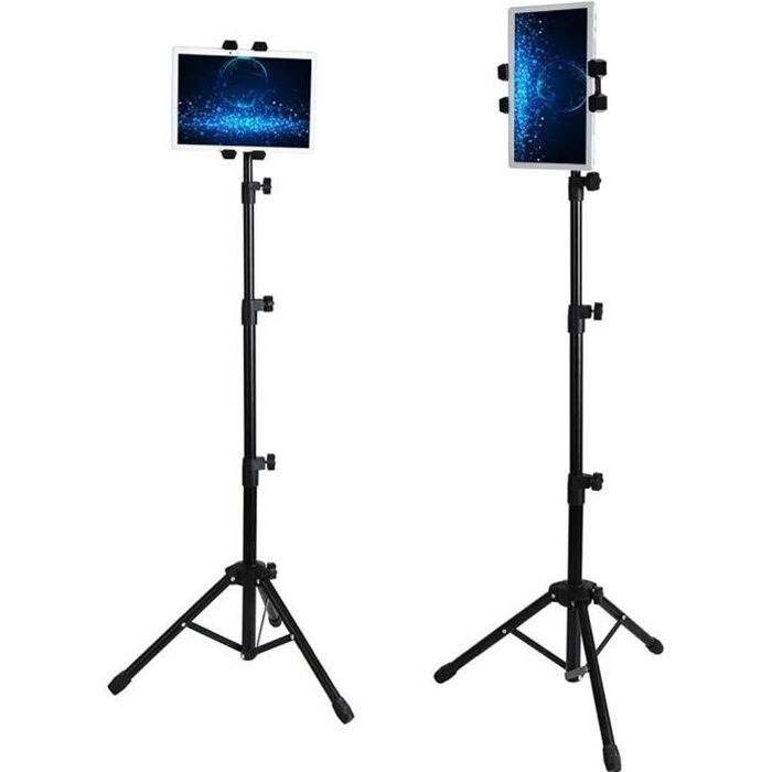 Trépied Smartphone Stable Angle Multi-Rotation Tripod Réglable Télescopique 137cm Extensible Porte Tablette pour iPhone Samsung Huaw