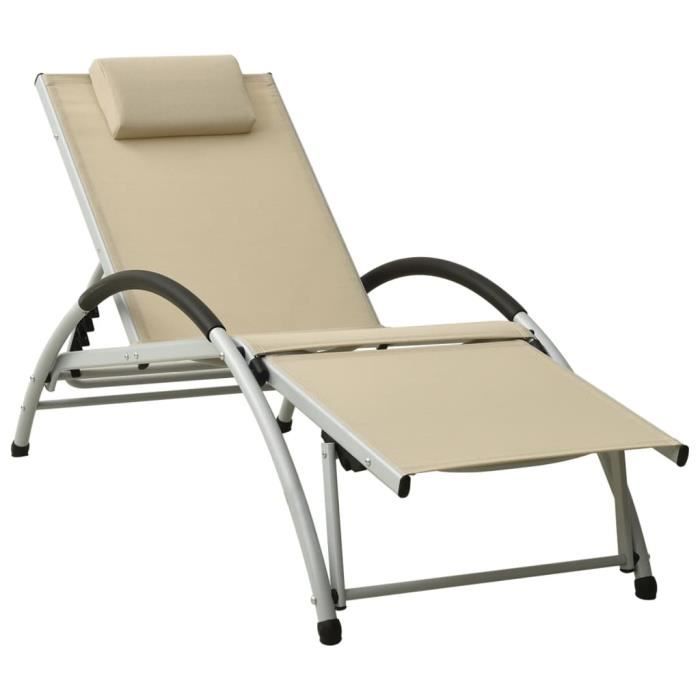 VIDAXL Chaise longue 152 cm Crème - vue 2