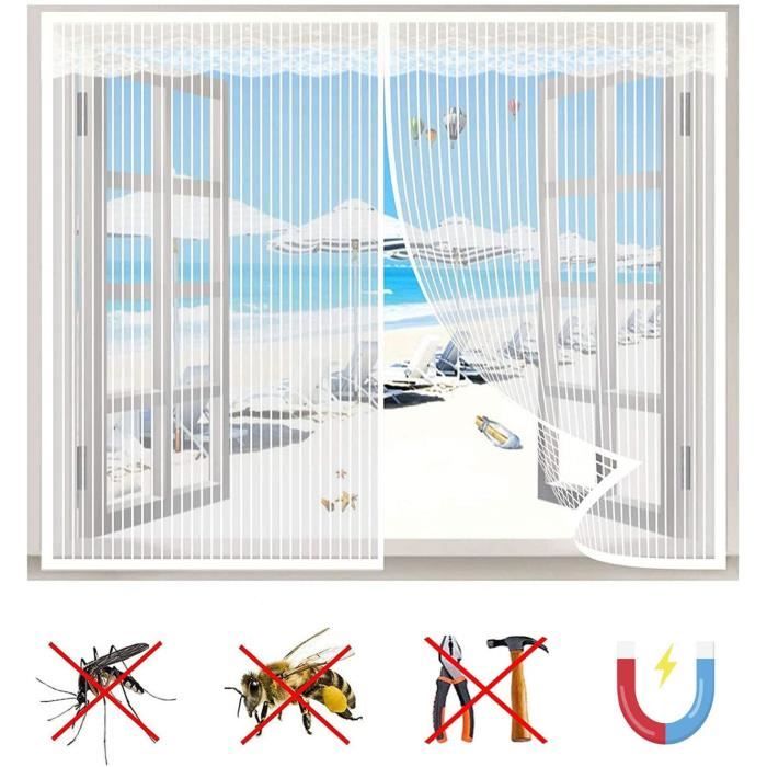Magnétique Moustiquaire Fenêtre Rideau Anti Mouche Bande Adhésive Moustiquaire Pour Fenêtres, 80x120 Cm Mailles Ultra Fines Avec Puissants Aimants- Gris H