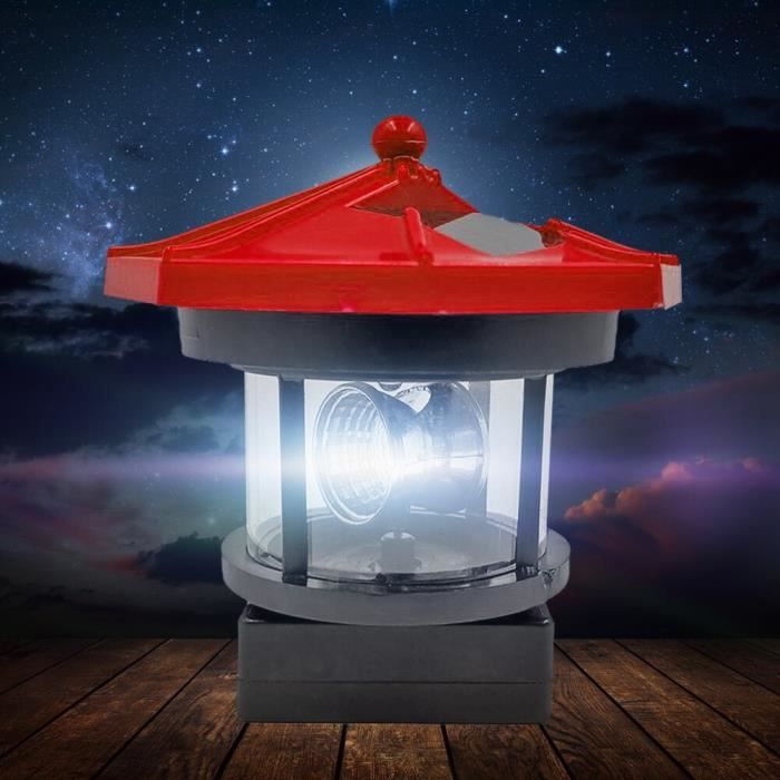 Lampadaire extérieur,Lampe LED solaire rotative en forme de phare, éclairage d'extérieur, luminaire décoratif de - Red Body[F1]