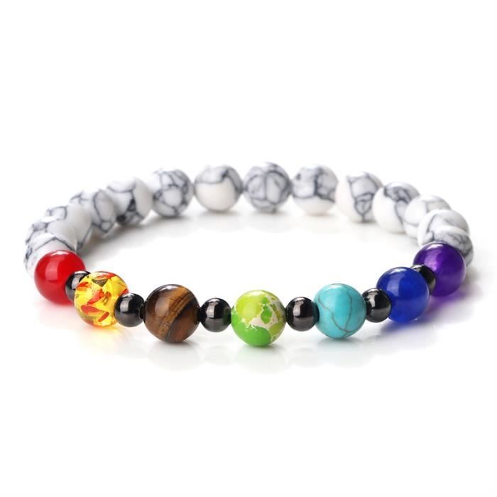 KYEYGWO Bracelet 7 Chakras Pierre Naturelle Réglable Pour Hommes Et Femmes - Perles Cristal Yoga Méditation