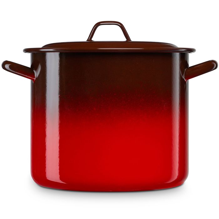 Marmite à Induction 28cm Faitout 13L avec Couvercle Acier Émaillé Tous Feux Briebe Ignea Rouge